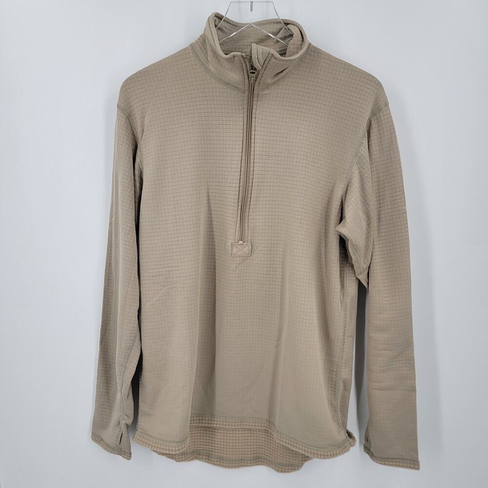 Military GEN III Sweater Mens M Tan Cold Weather Mid Weight Grid Fleece Half Zip